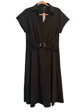NewShows Black Short Sleeve Midi Dress NWT